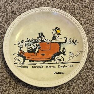 Vintage-Style Orange Illustration Plate - 'Walking Through Merrie Englande'